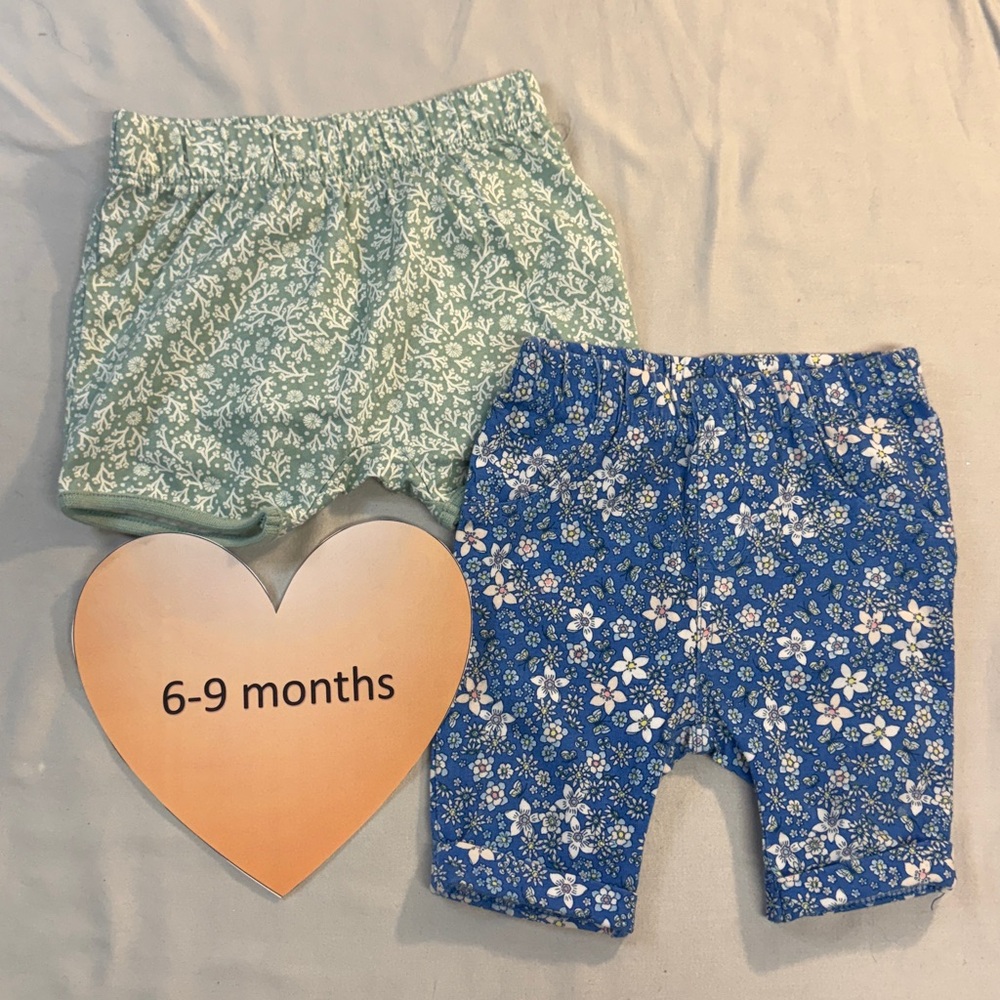 H&M and First Impressions - pair of floral print baby pants. Size 6-9 months